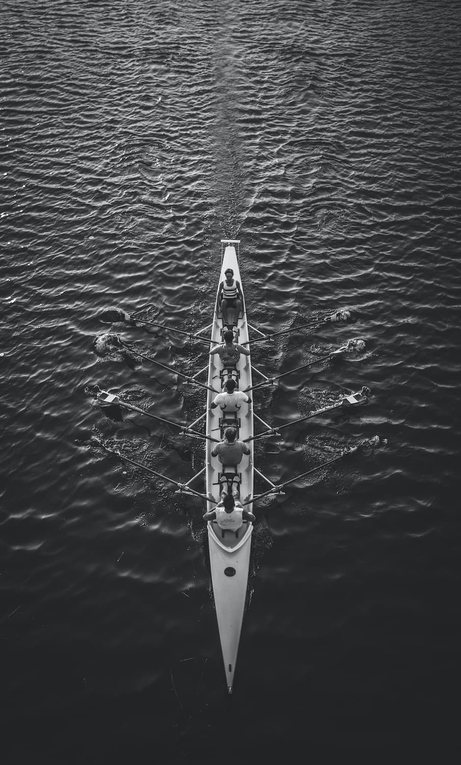 Rowing team in alignment 