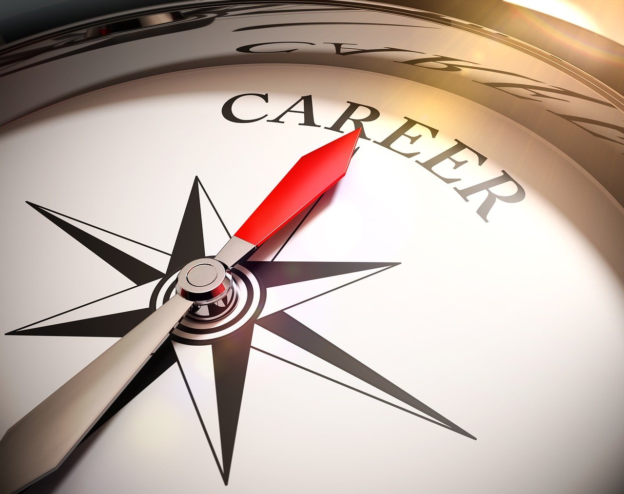 A compass pointing towards the word career